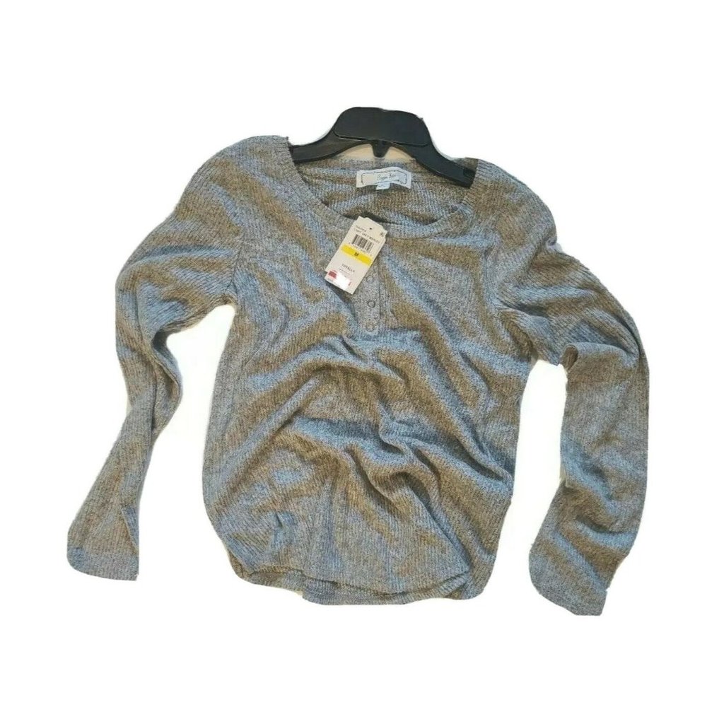 Hippie Rose Juniors' Rib-Knit Henley Top